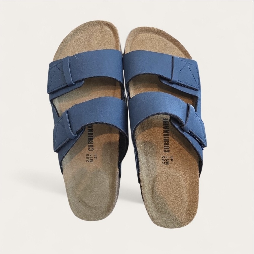 Cushionaire Men's Genuine Leather Lynx Sandals With Straps Size 11 In Blue